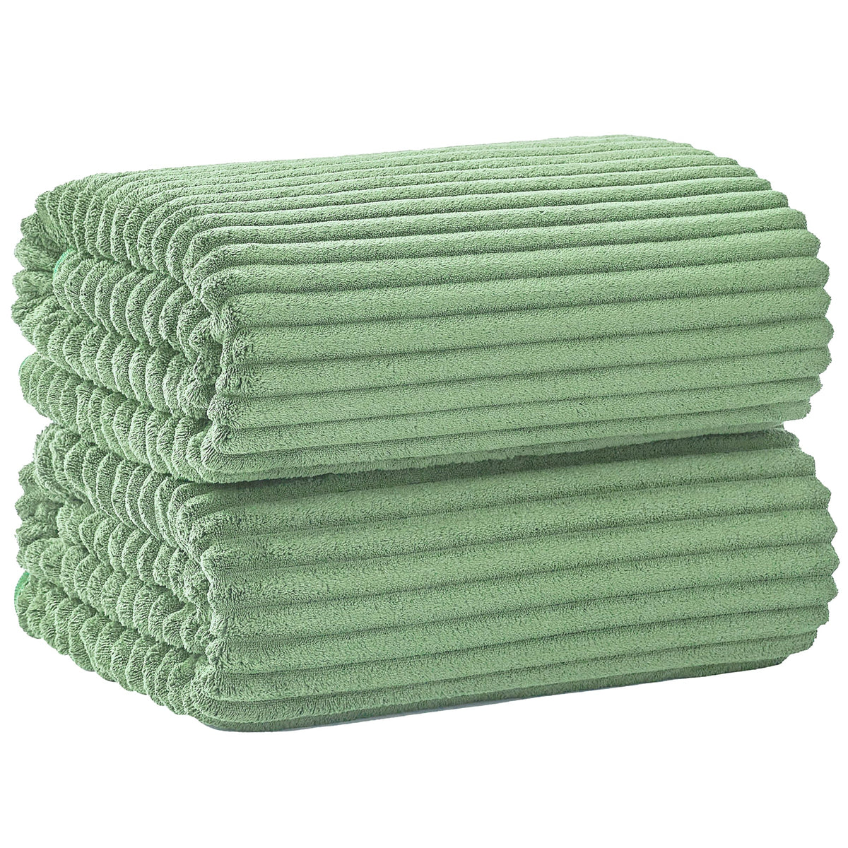 6 PC Bath Towel Set, 40"x80" Oversized Bath Sheets, Olive Green