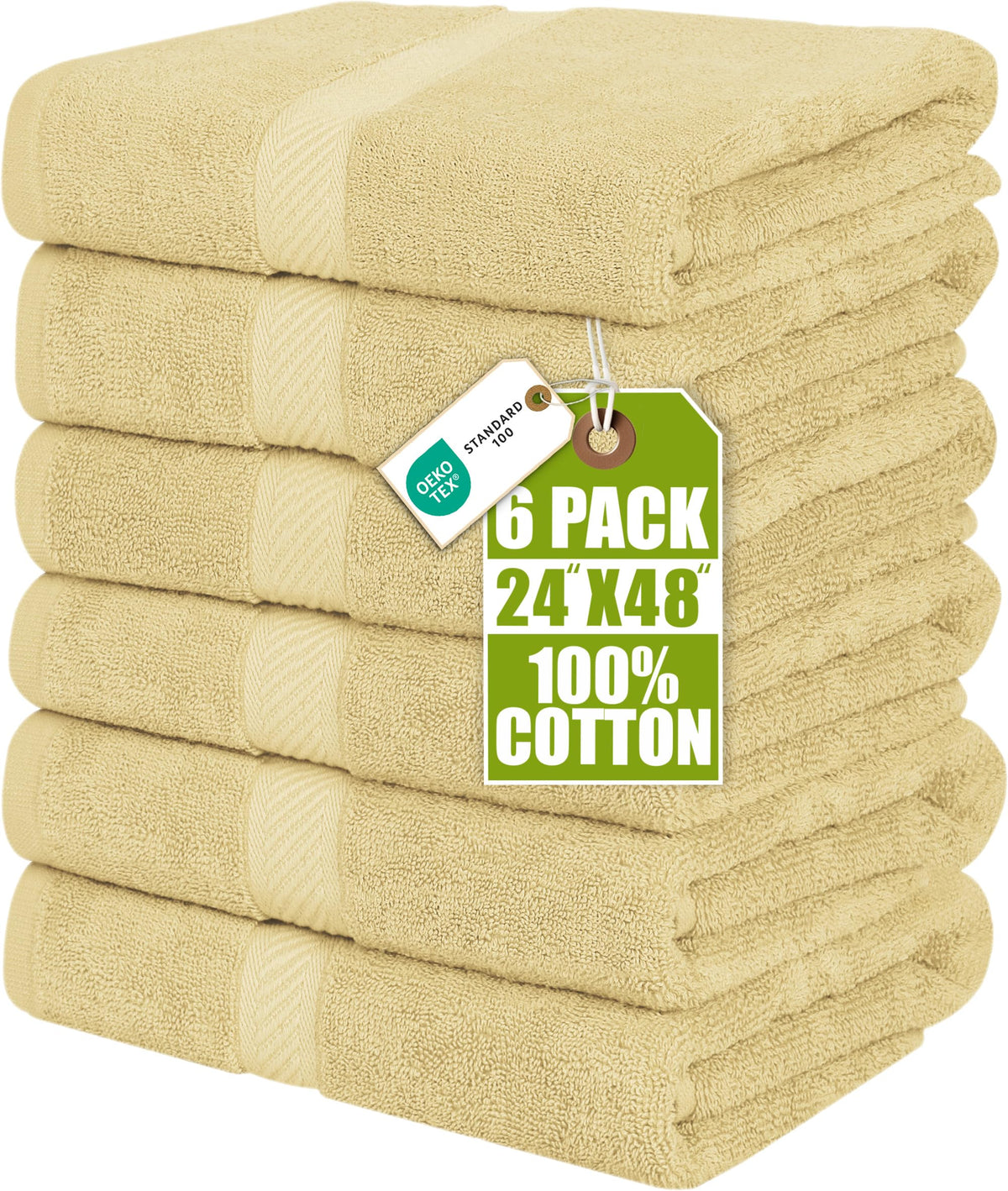 Utopia Towels 6 Pack Medium Bath Towels, 24x48 in, 500 GSM Cotton, Grey