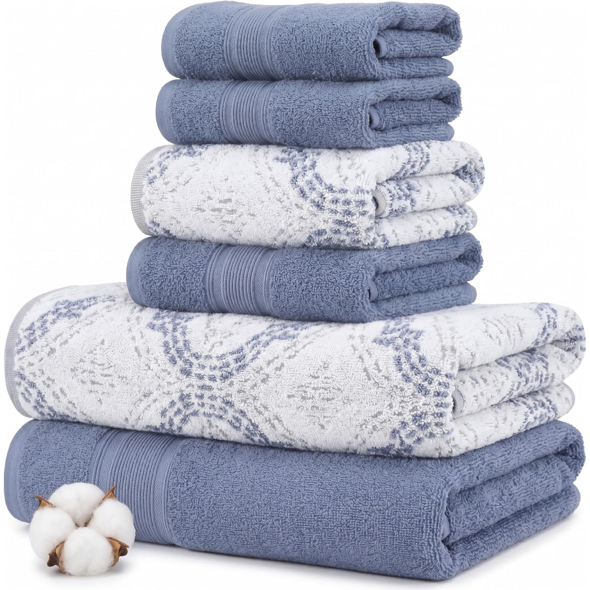Modern Threads Capri 6-Piece Reversible Yarn Dyed Jacquard Towel Set - Bath Towels, Hand Towels, & Washcloths - Super Absorbent & Quick Dry - 100% Combed Cotton, Gold