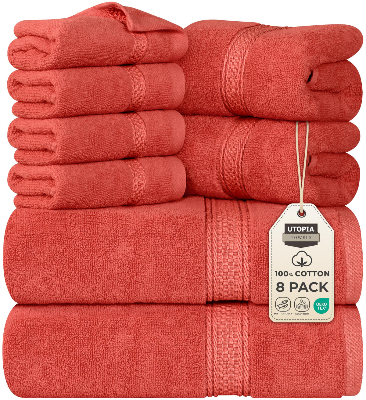 Utopia Towels 8 Piece Majestic Plush Luxury Towel Set, Cotton, Teal