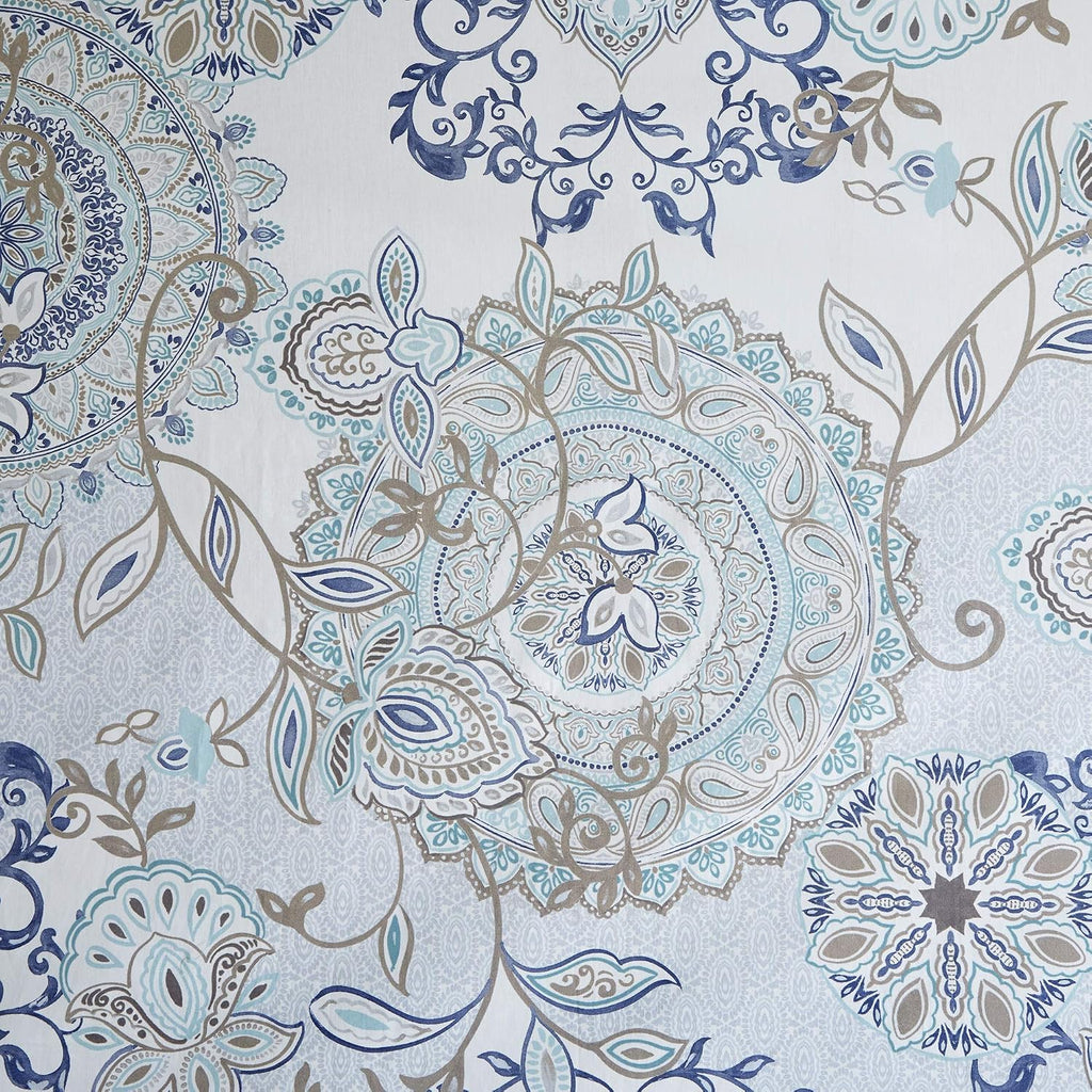 Madison Park Isla Shower Curtain for Bathroom, Cotton, 72 x 72, Blue