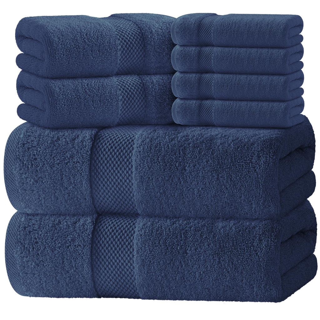 White Classic Luxury Taupe Bath Towel Set of 8 - Soft 100% Turkish Cotton