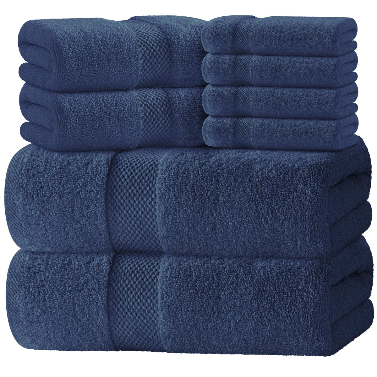 White Classic Luxury Taupe Bath Towel Set of 8 - Soft 100% Turkish Cotton