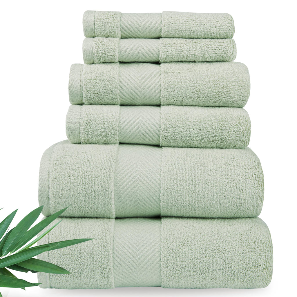 Luxury Viscose from Bamboo Bath Towels, Ultra Soft Set of 6, Eucalyptus