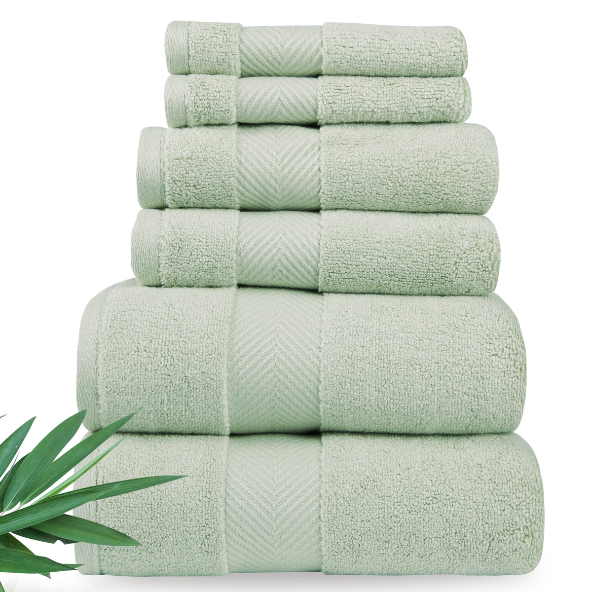 Luxury Viscose from Bamboo Bath Towels, Ultra Soft Set of 6, Eucalyptus