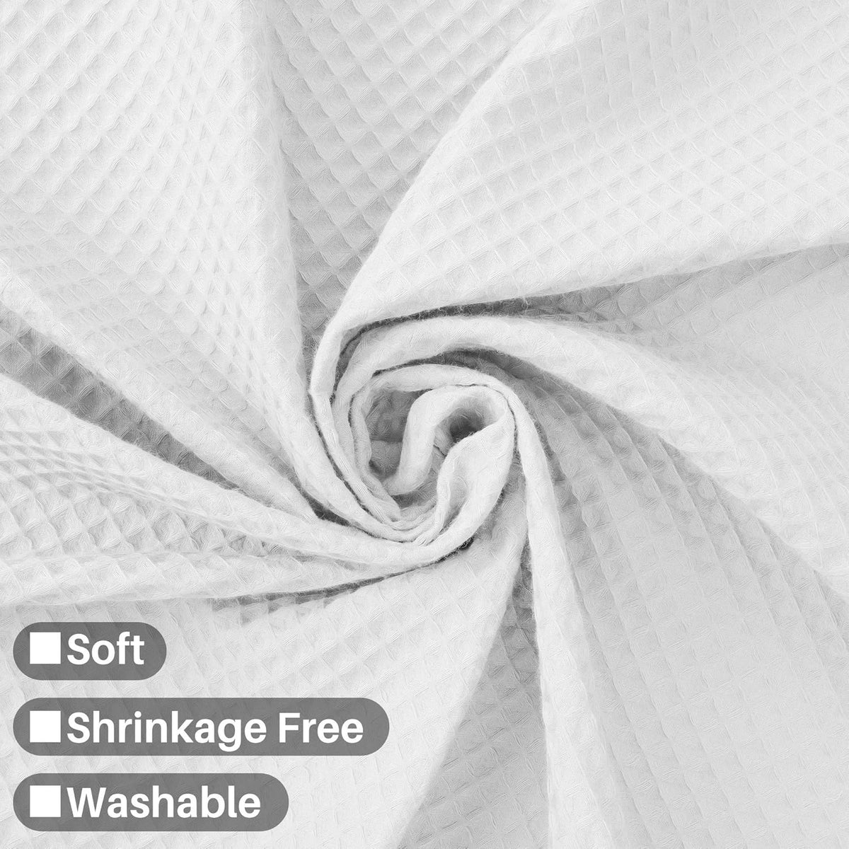 Barossa Design Waffle Weave Shower Curtain Fabric White, 72x72