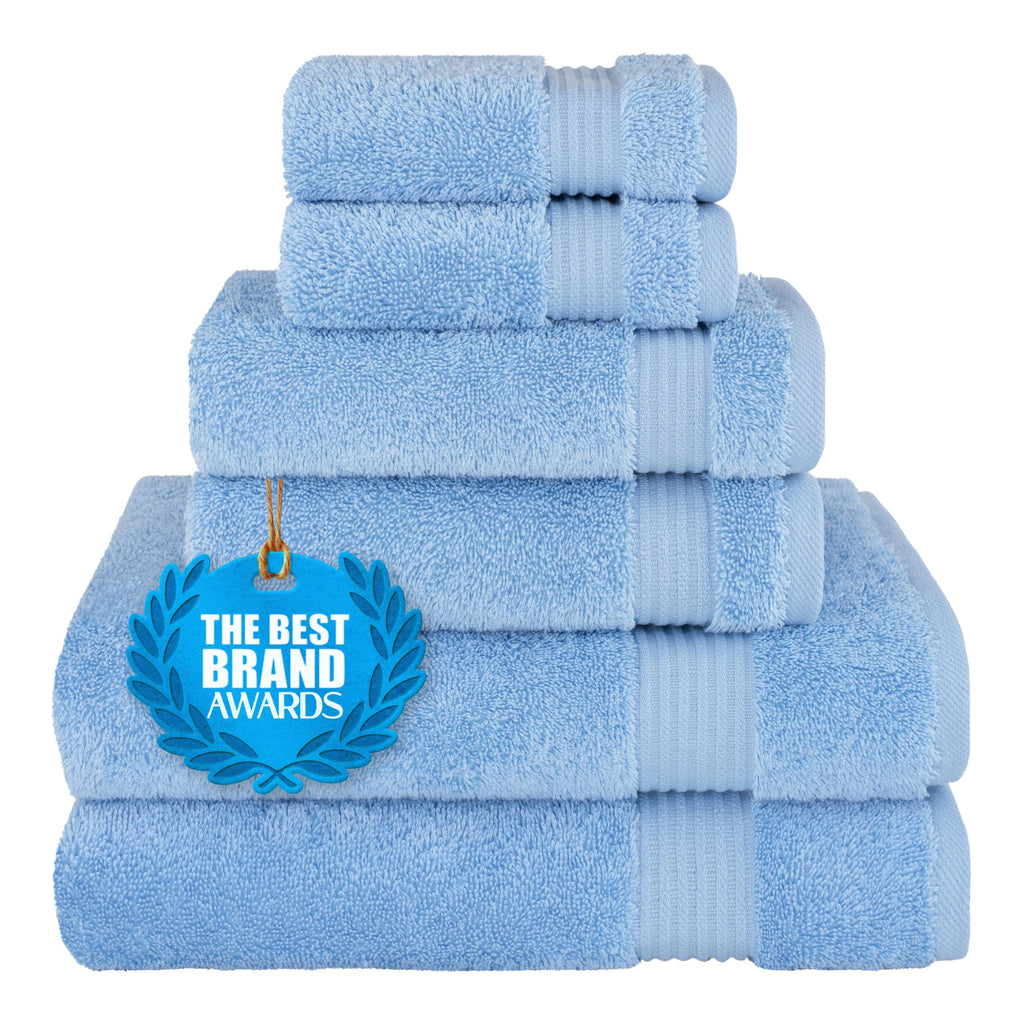 Cotton Paradise 100% Cotton Turkish Towel Set, Soft Absorbent Quick Dry, 6 Piece Towel Set, Navy Blue