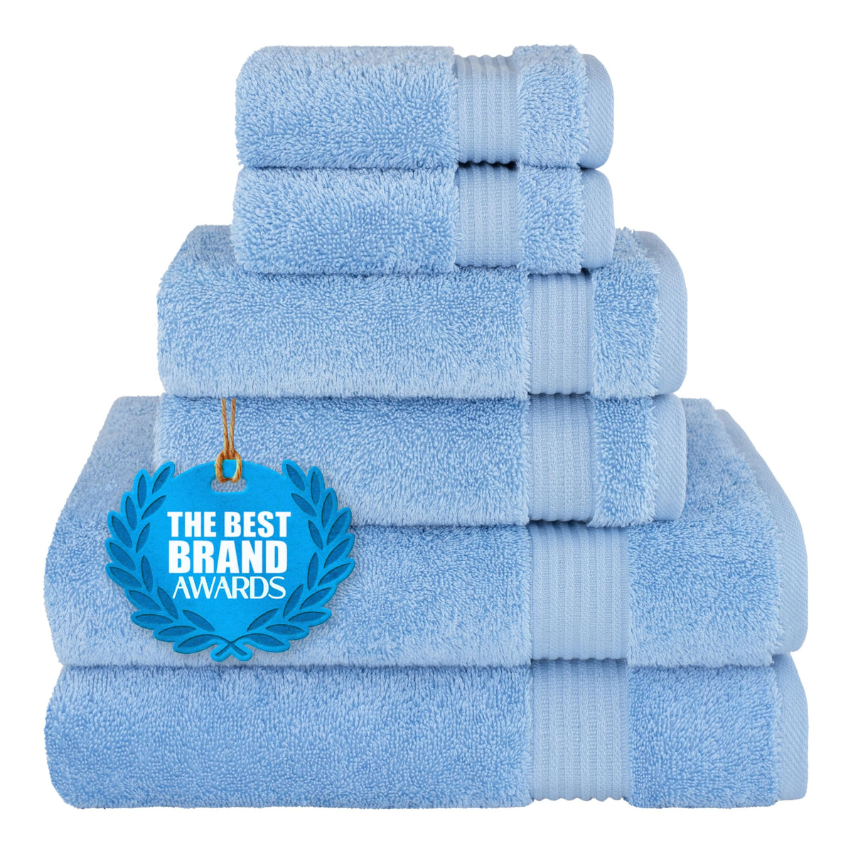 Cotton Paradise 100% Cotton Turkish Towel Set, Soft Absorbent Quick Dry, 6 Piece Towel Set, Navy Blue