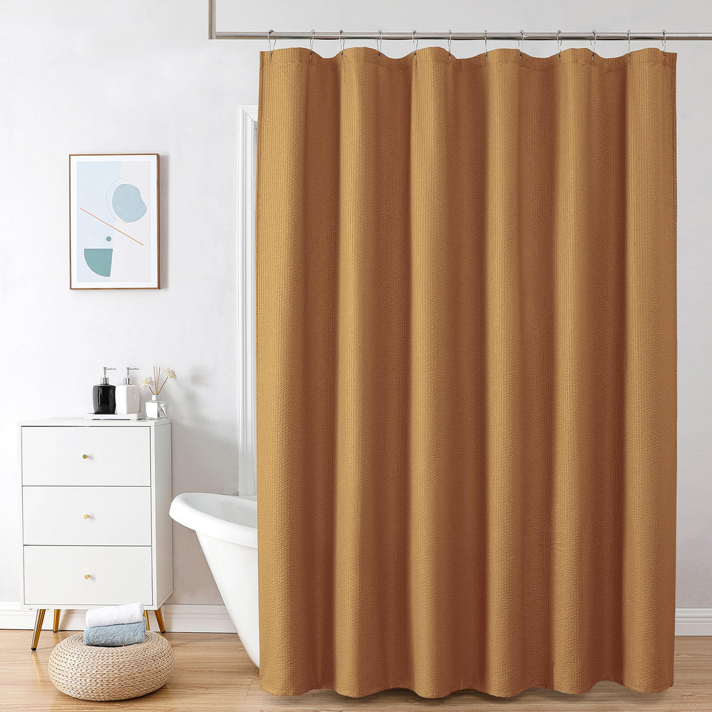 OVZME Berry Cute Shower Curtain, Embossed Textured Fabric Shower Curtain for Bathroom - Soft Cloth & Hotel Spa Luxury, Water Repellent, Machine Washable Shower Curtain, 72X72, Lemon Yellow