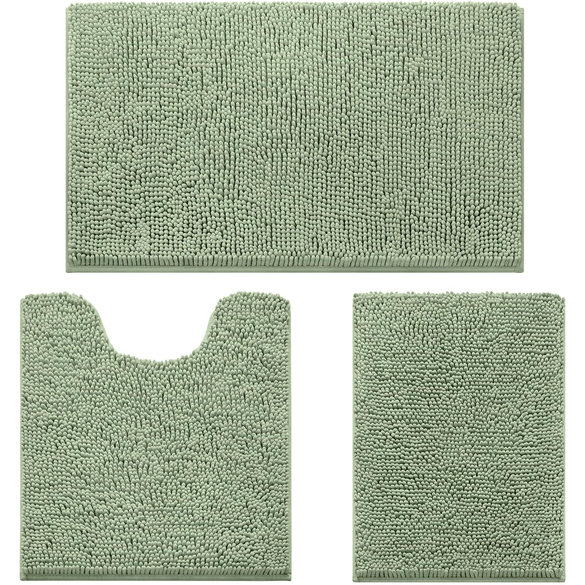 HOMEIDEAS Bathroom Rugs Set of 3, Super Soft Absorbent Chenille Bath Rugs