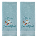 SKL Home Floral Hand Towel Set-2pc, 100% Cotton Jacquard, Gray