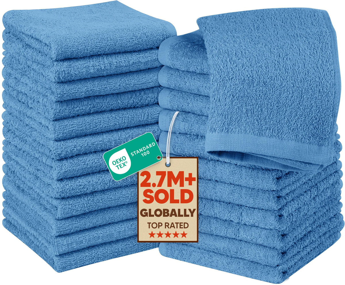 Utopia Towels 24 Pack Washcloths, 12x12 in, 100% Cotton, White
