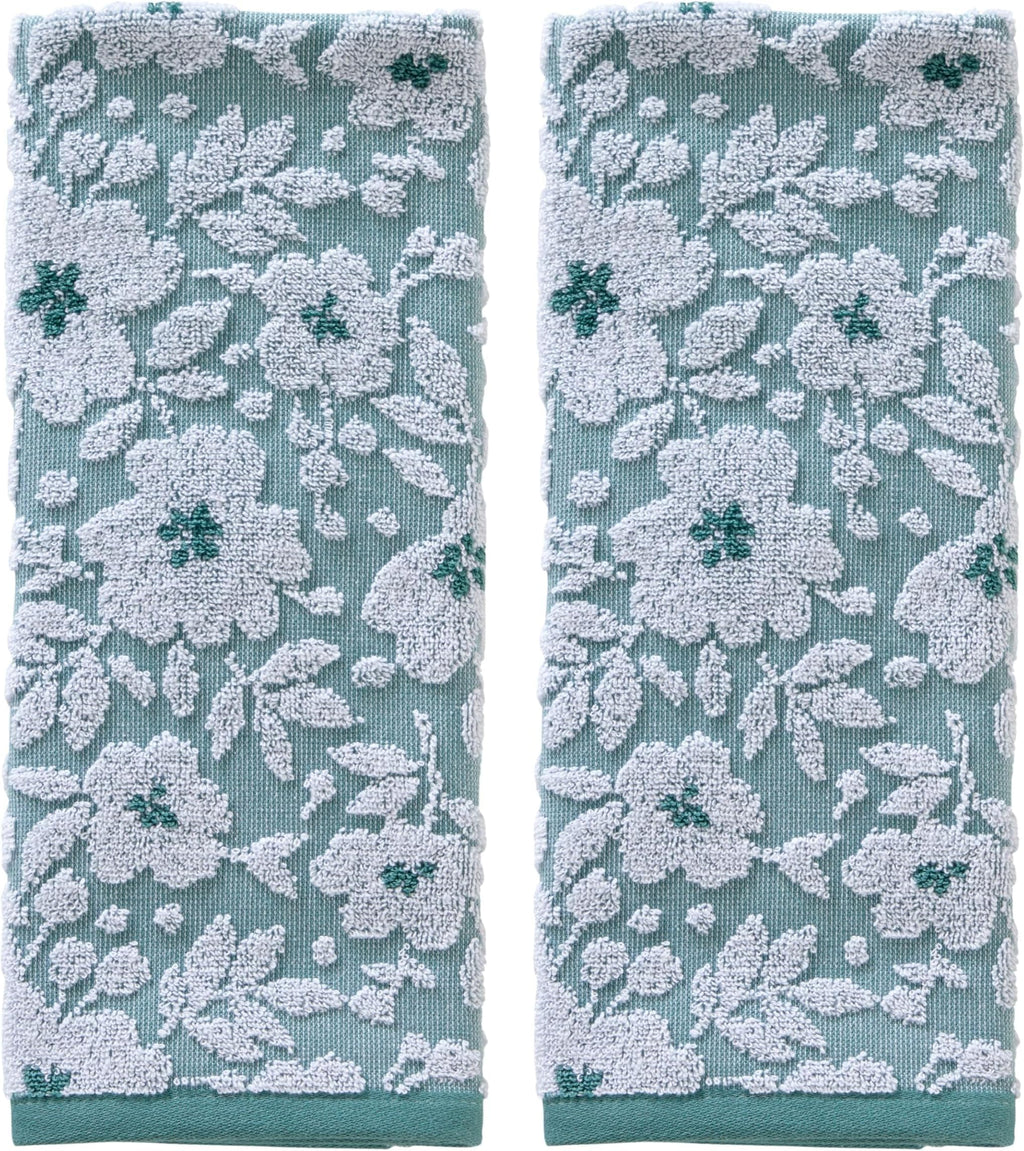 SKL Home Floral Hand Towel Set-2pc, 100% Cotton Jacquard, Gray