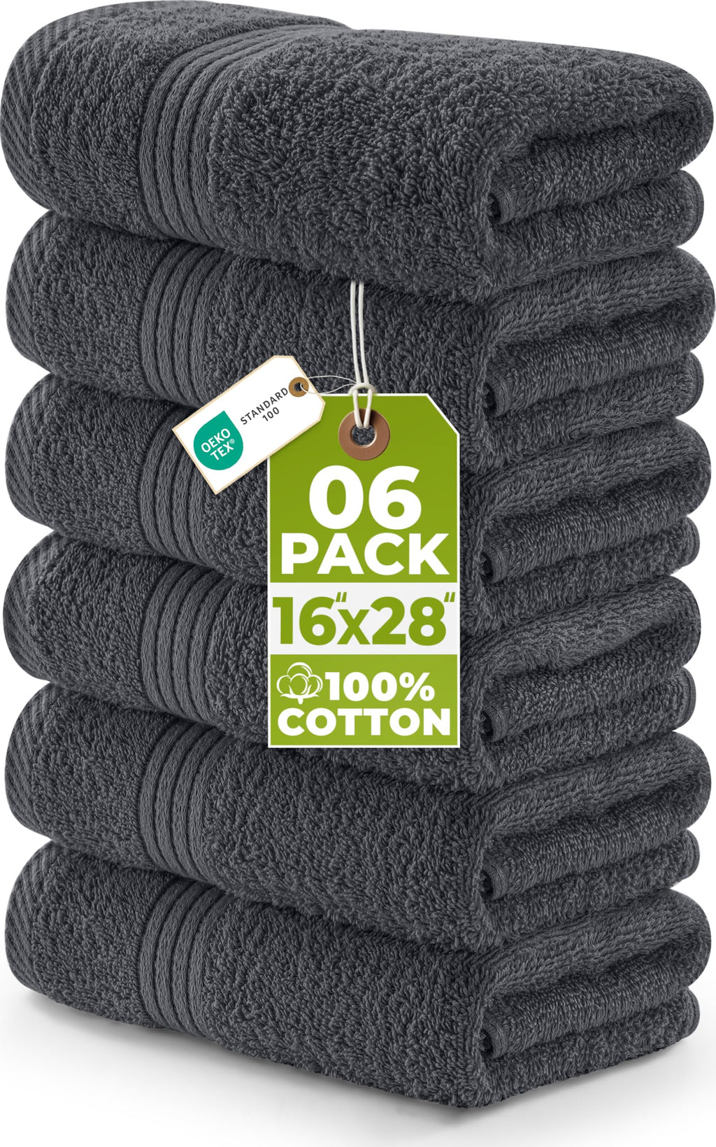 Utopia Towels 6 Piece Hand Towels Set, 16x28 in, 100% Cotton, Turquoise