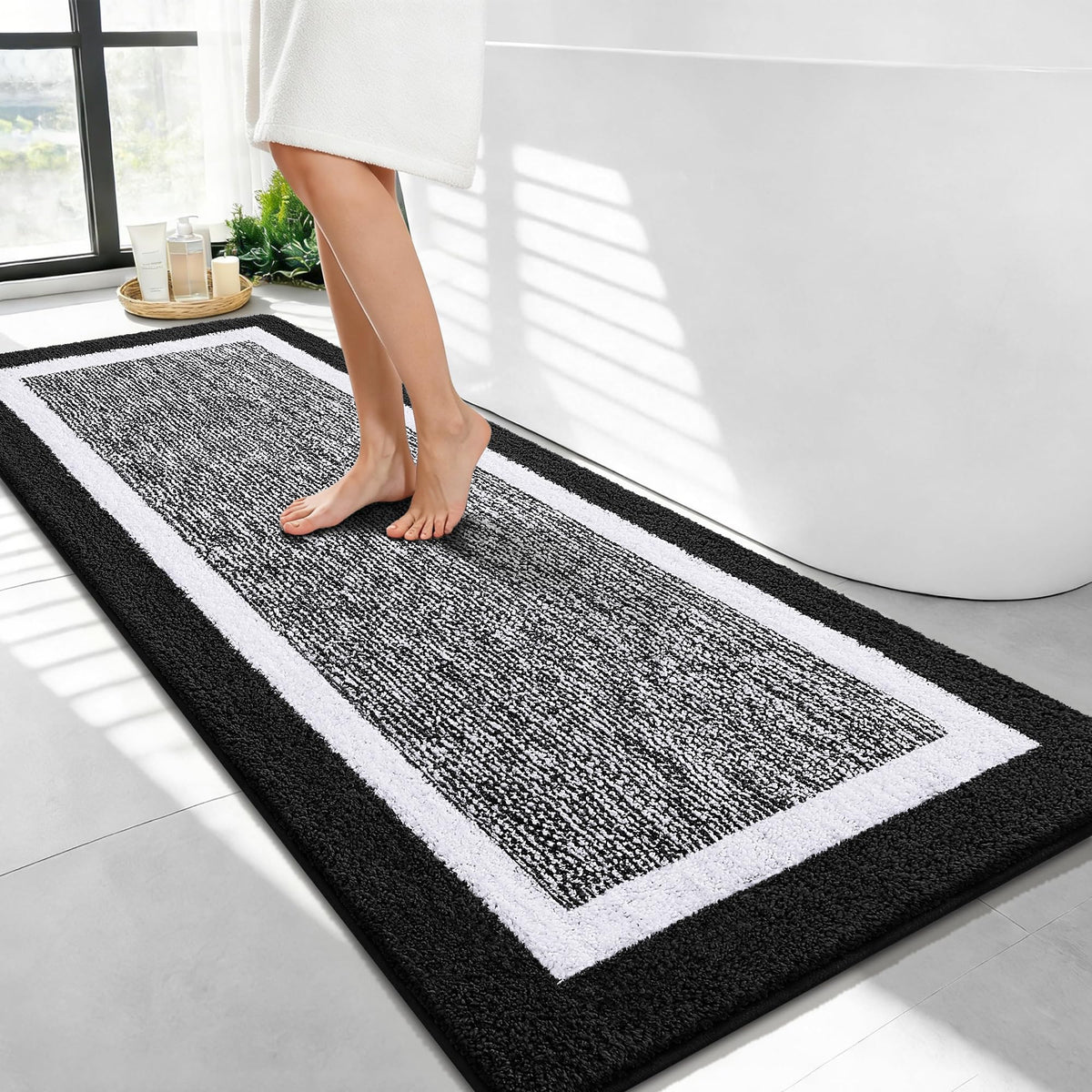 OLANLY Bathroom Rugs 36x24, Soft Absorbent Microfiber Bath Rugs, Grey