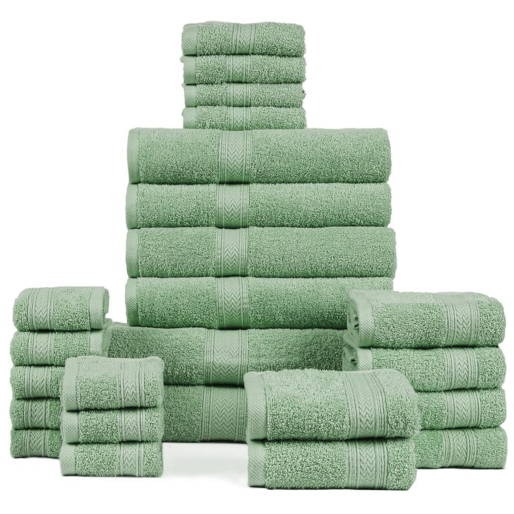 HILLFAIR 100% Cotton 24 Piece Bath Towels Set for Bathroom - Ocean Blue