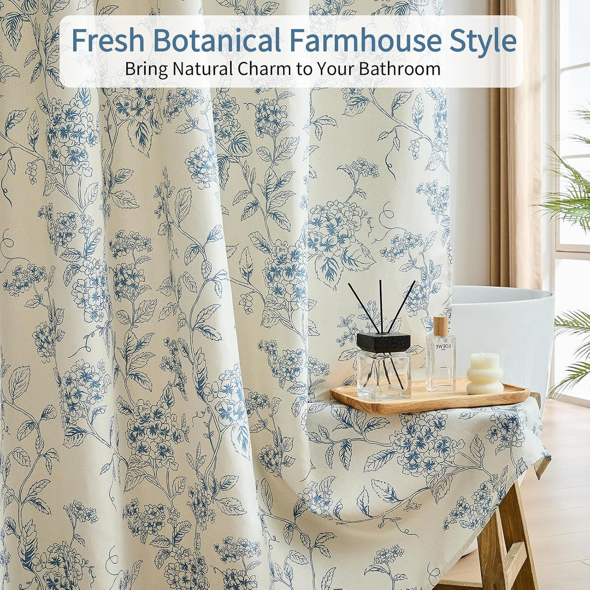 Warmstar Floral Shower Curtain for Bathroom Weighted Hem Water Repellent