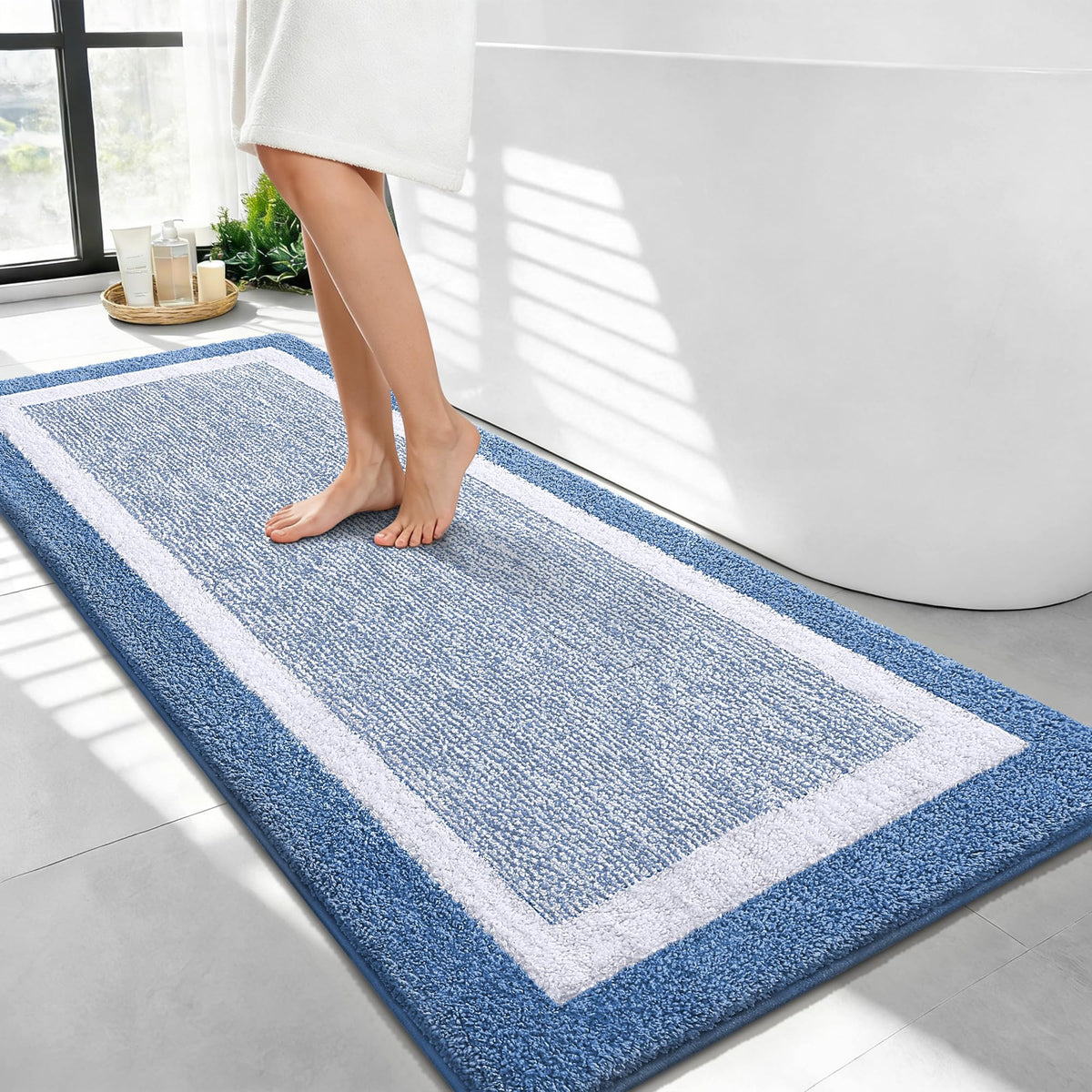 OLANLY Bathroom Rugs 36x24, Soft Absorbent Microfiber Bath Rugs, Grey