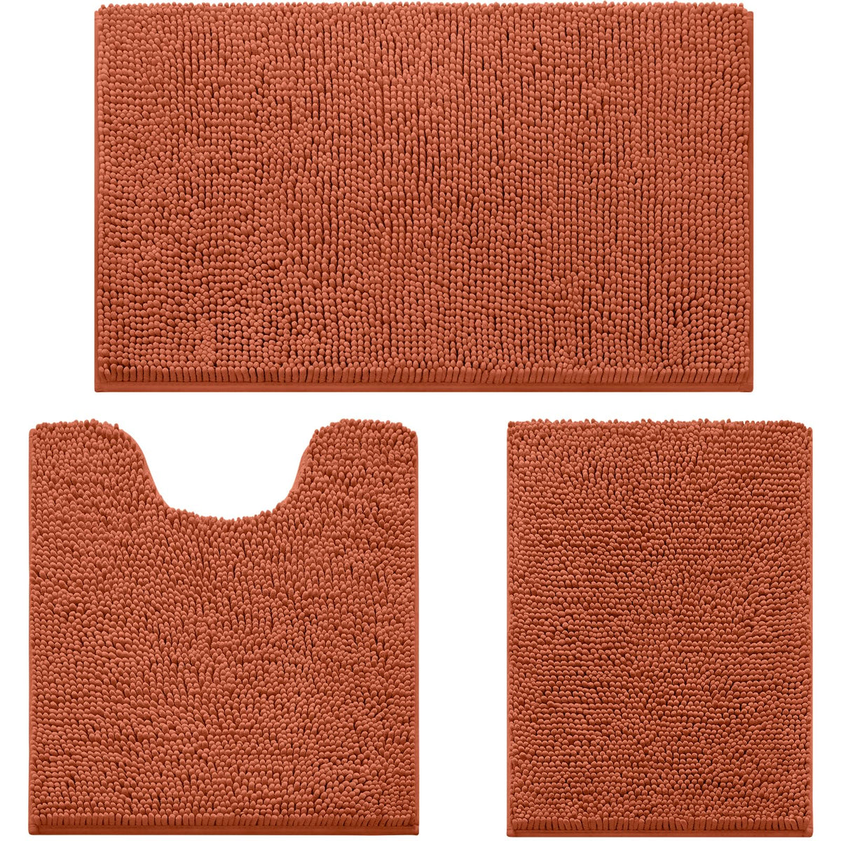 HOMEIDEAS Bathroom Rugs Set of 3, Super Soft Absorbent Chenille Bath Rugs