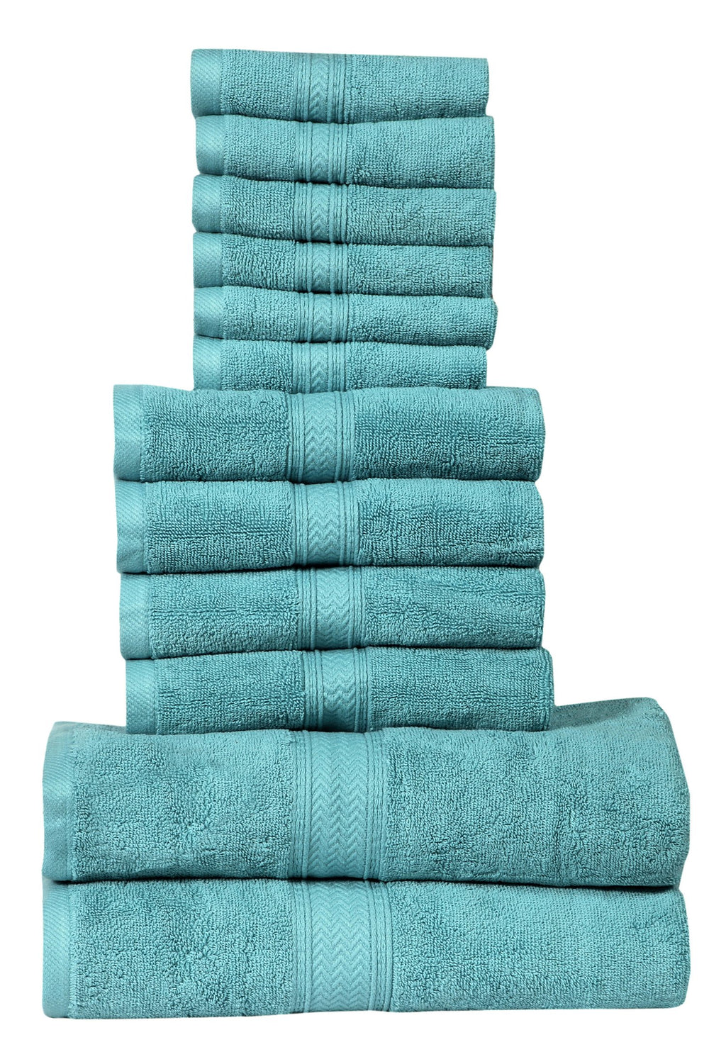 HILLFAIR 100% Cotton 24 Piece Bath Towels Set for Bathroom - Ocean Blue