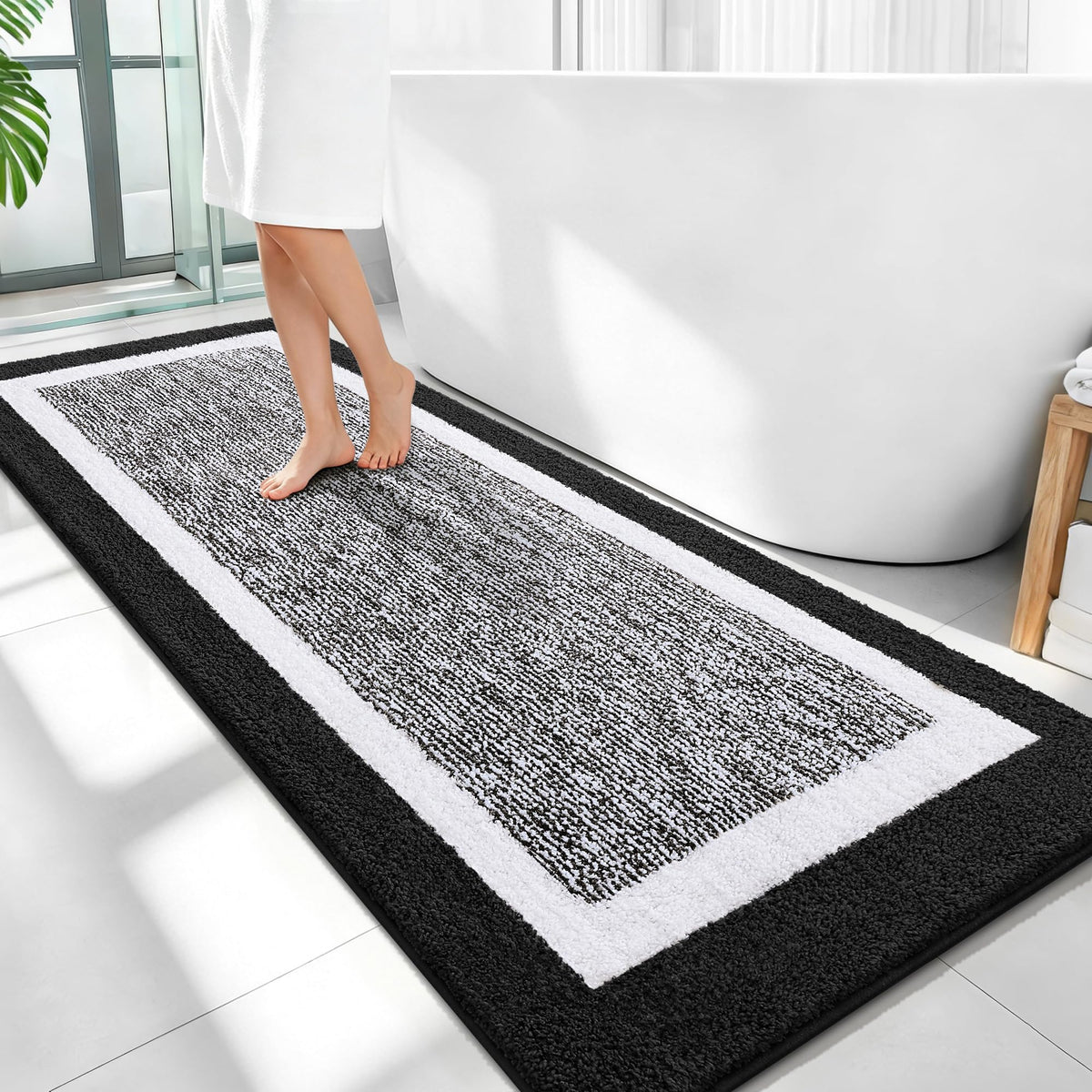 OLANLY Bathroom Rugs 36x24, Soft Absorbent Microfiber Bath Rugs, Grey