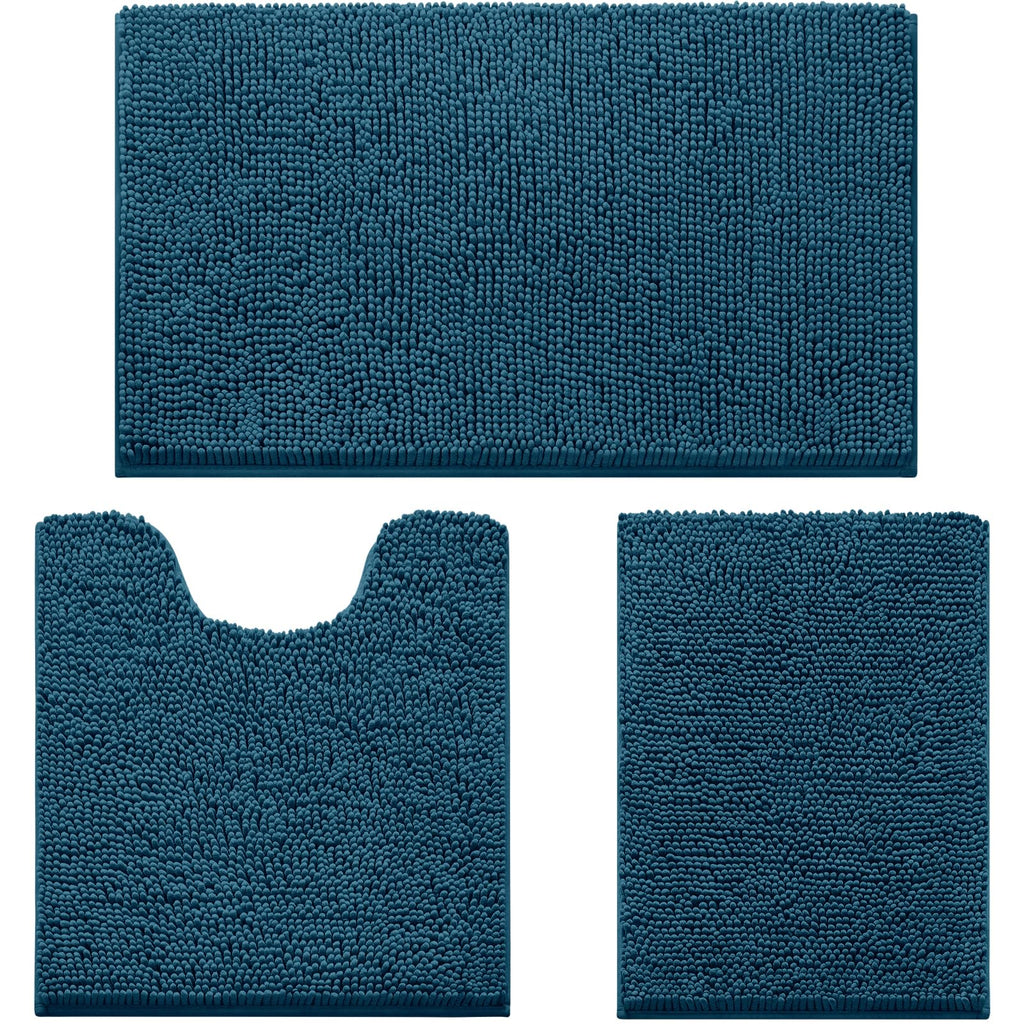HOMEIDEAS Bathroom Rugs Set of 3, Super Soft Absorbent Chenille Bath Rugs