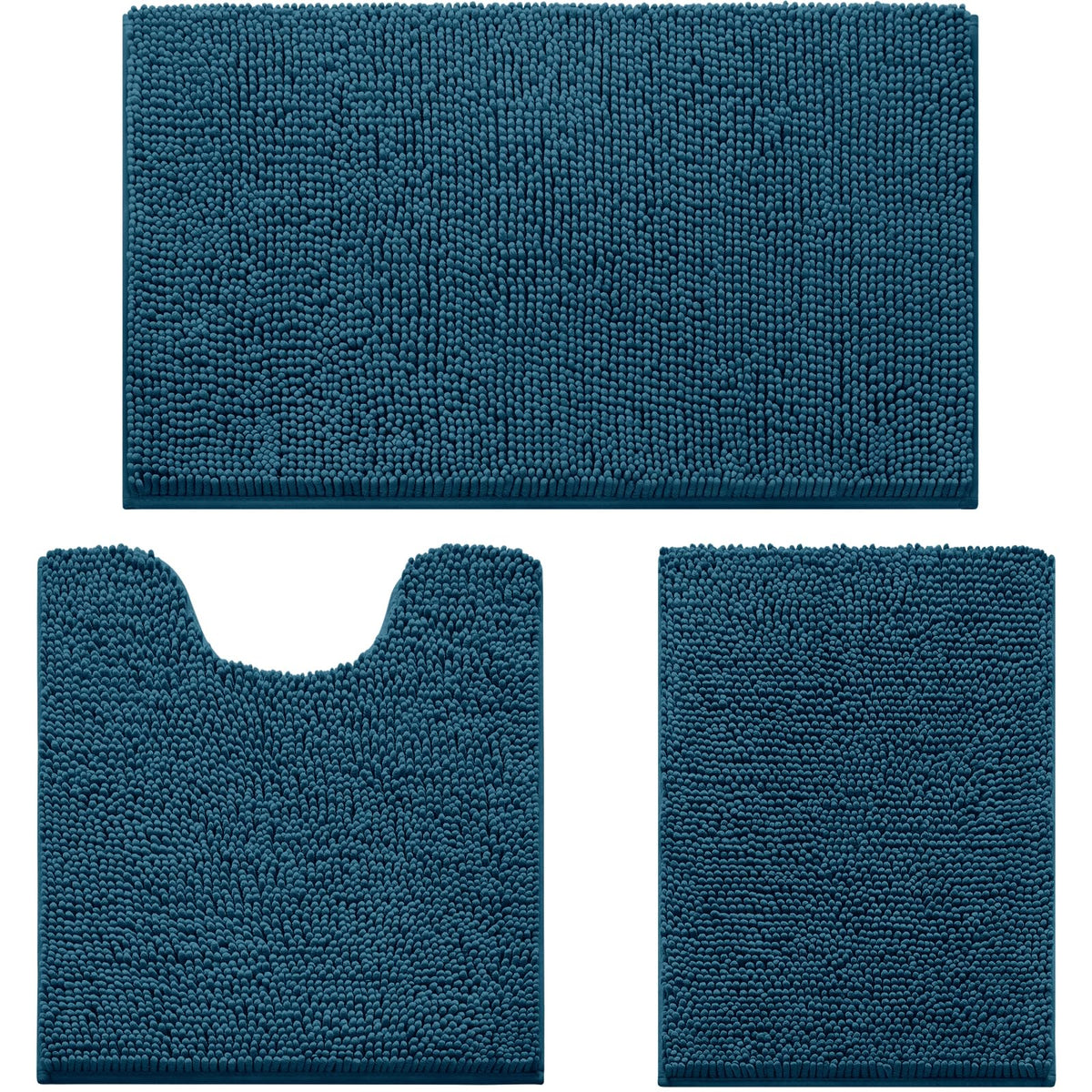 HOMEIDEAS Bathroom Rugs Set of 3, Super Soft Absorbent Chenille Bath Rugs