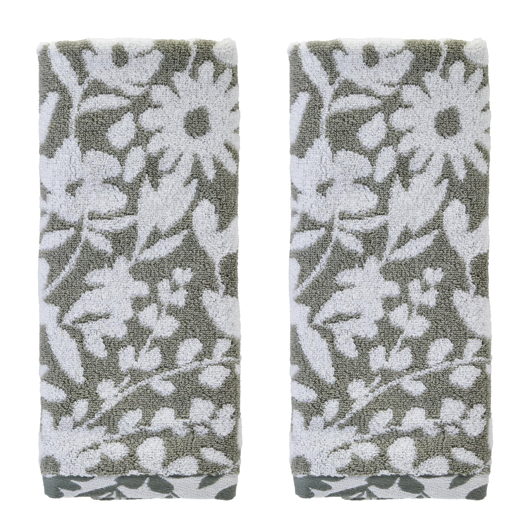SKL Home Distressed Leaves Hand Towel Set-2pc, Turkish Cotton, Denim Blue