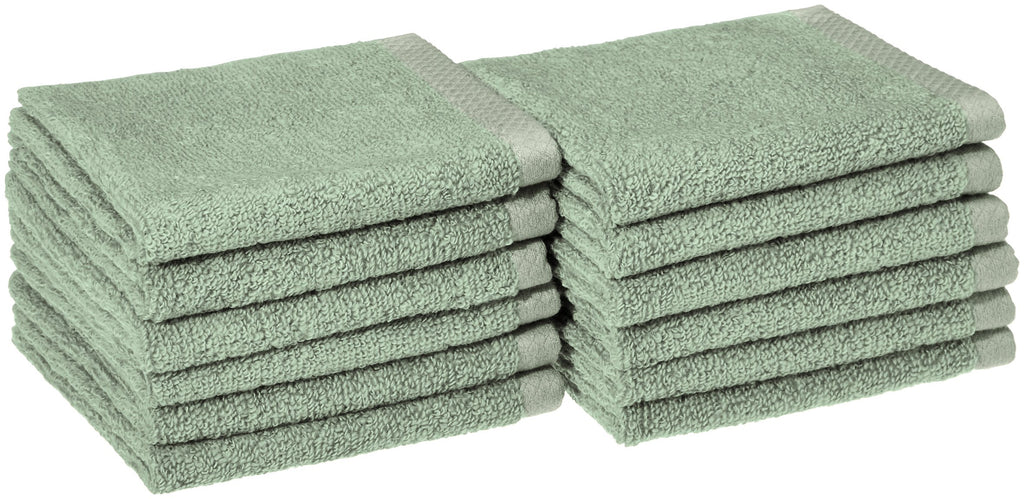 Amazon Basics Lightweight Quick-Dry Hand Towels, 100% Cotton, 28" x 16", Seafoam Green, 8-Pack