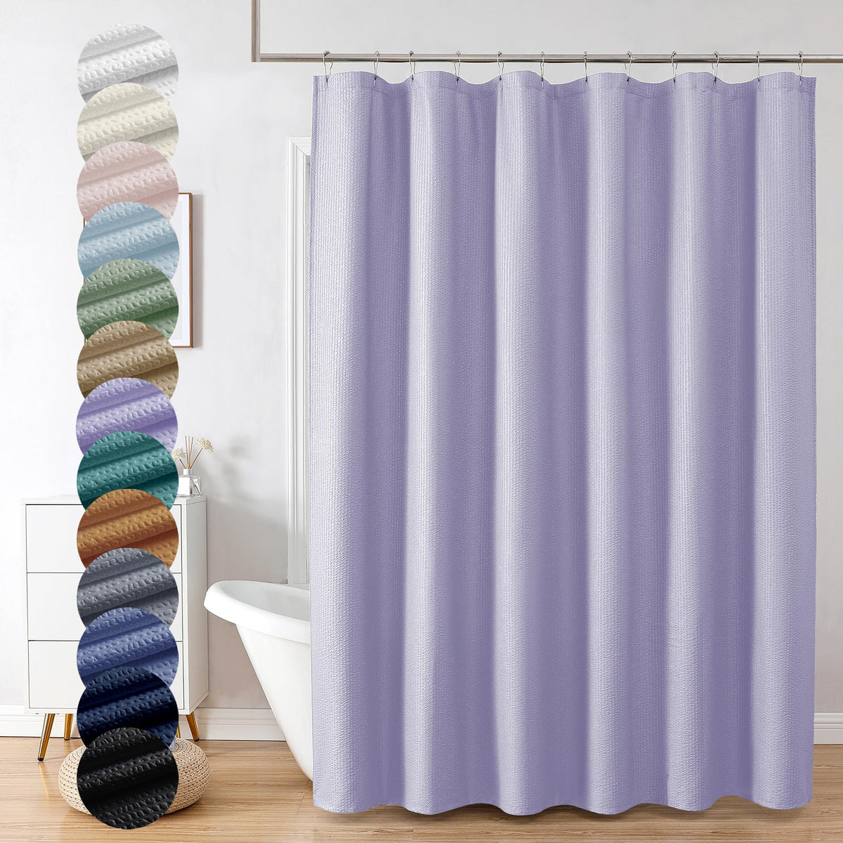 OVZME Berry Cute Shower Curtain, Embossed Textured Fabric Shower Curtain for Bathroom - Soft Cloth & Hotel Spa Luxury, Water Repellent, Machine Washable Shower Curtain, 72X72, Lemon Yellow
