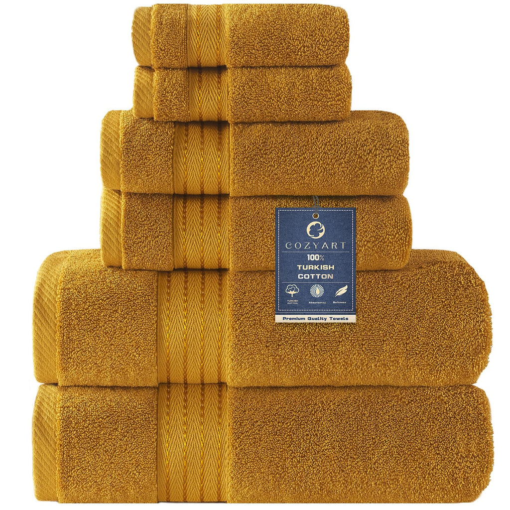 COZYART Luxury Bath Towel Set 6 Pcs, Burnt Orange 100% Turkish Cotton