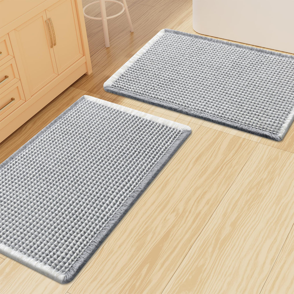 Smiry Waffle Bathroom Rugs Sets 2 Piece (30x20+24x16, Brown)