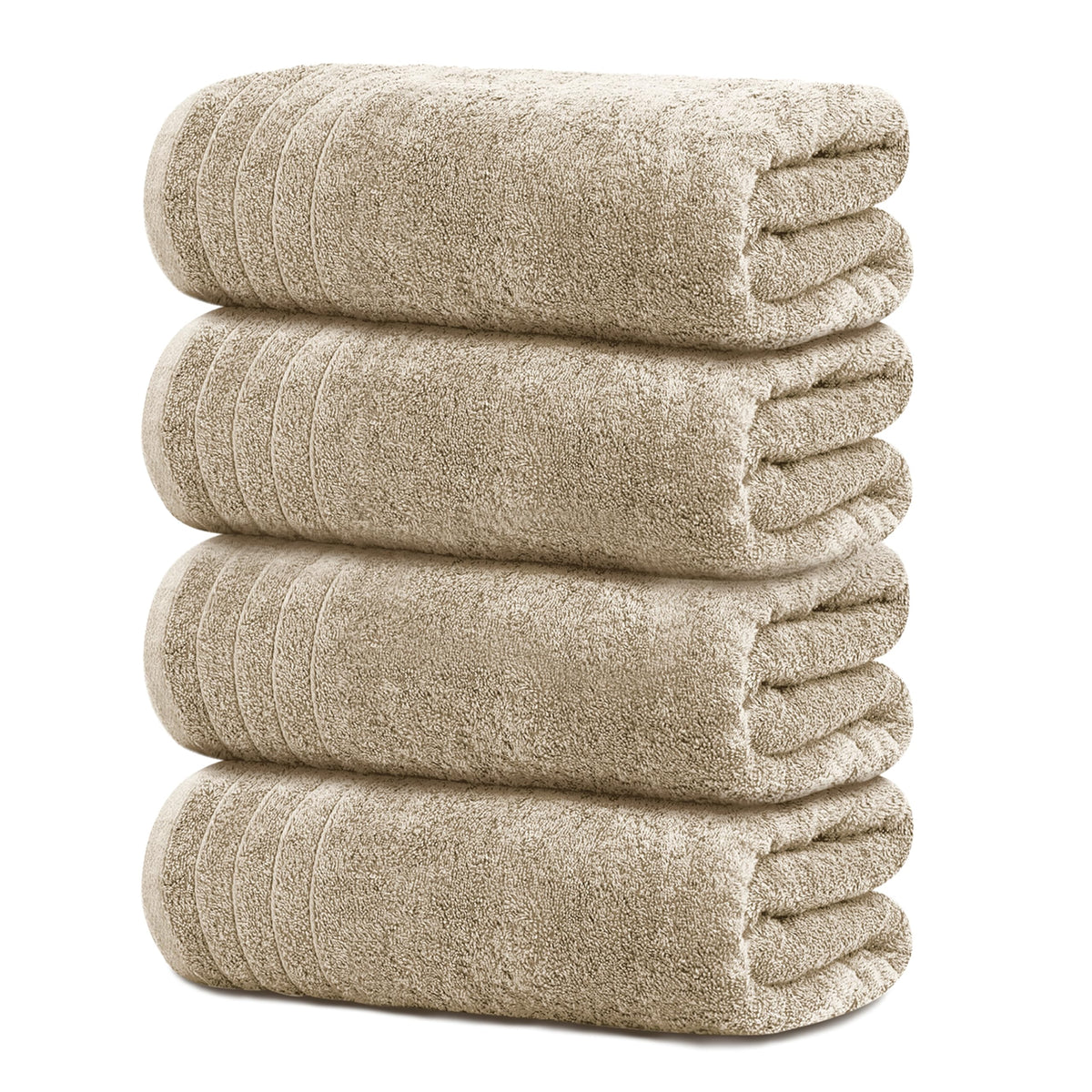 Tens Towels 4 Piece Extra Large Bath Towels 30 x 60 Inches, Beige