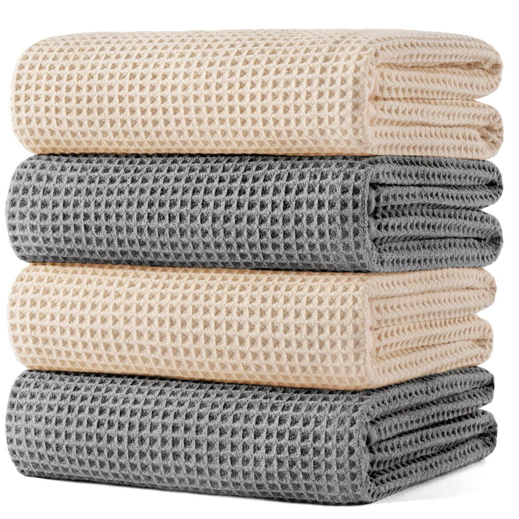POLYTE 430 GSM Poly Blend Microfiber Quick Dry Waffle Bath Towel, 30x60 in