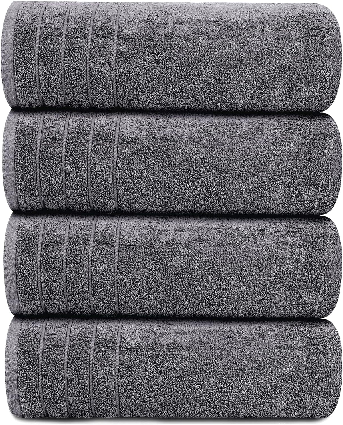 Tens Towels 4 Piece Extra Large Bath Towels 30 x 60 Inches, Dark Grey
