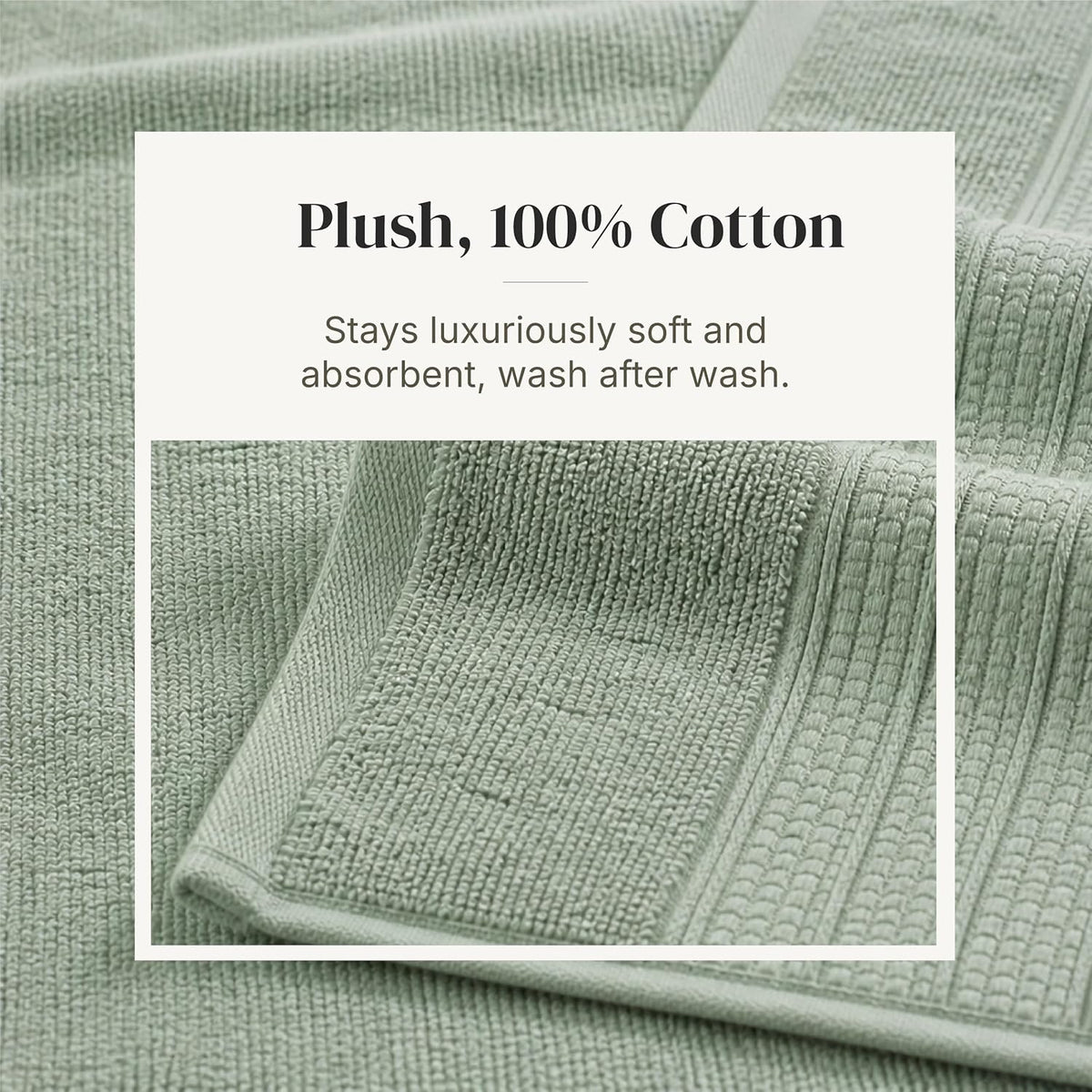 Modern Threads 6 Piece Bath Towel Set – Bathroom Towel Set with 2 Bath Towels, 2 Hand Towels & 2 Washcloths – 100% Cotton, Soft & Absorbent – Classic Border Stripe (Green)