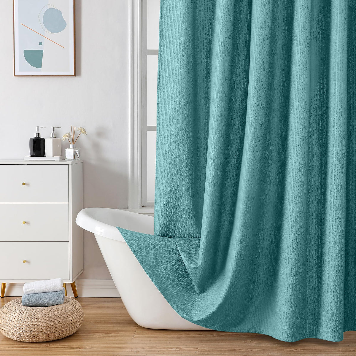 OVZME Berry Cute Shower Curtain, Embossed Textured Fabric Shower Curtain for Bathroom - Soft Cloth & Hotel Spa Luxury, Water Repellent, Machine Washable Shower Curtain, 72X72, Lemon Yellow