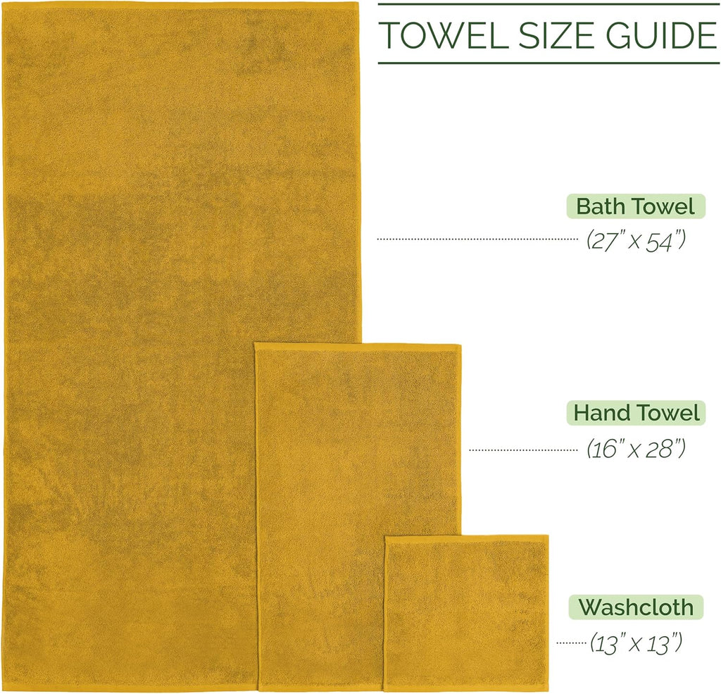 Elegant Comfort 4 Lines Viscose Stripe 6-Piece Premium Towel Set - 100% Turkish Cotton High Absorbent Luxury Bathroom Towels – Includes 2 Washcloths, 2 Hand Towels and 2 Bath Towels Set, Gold