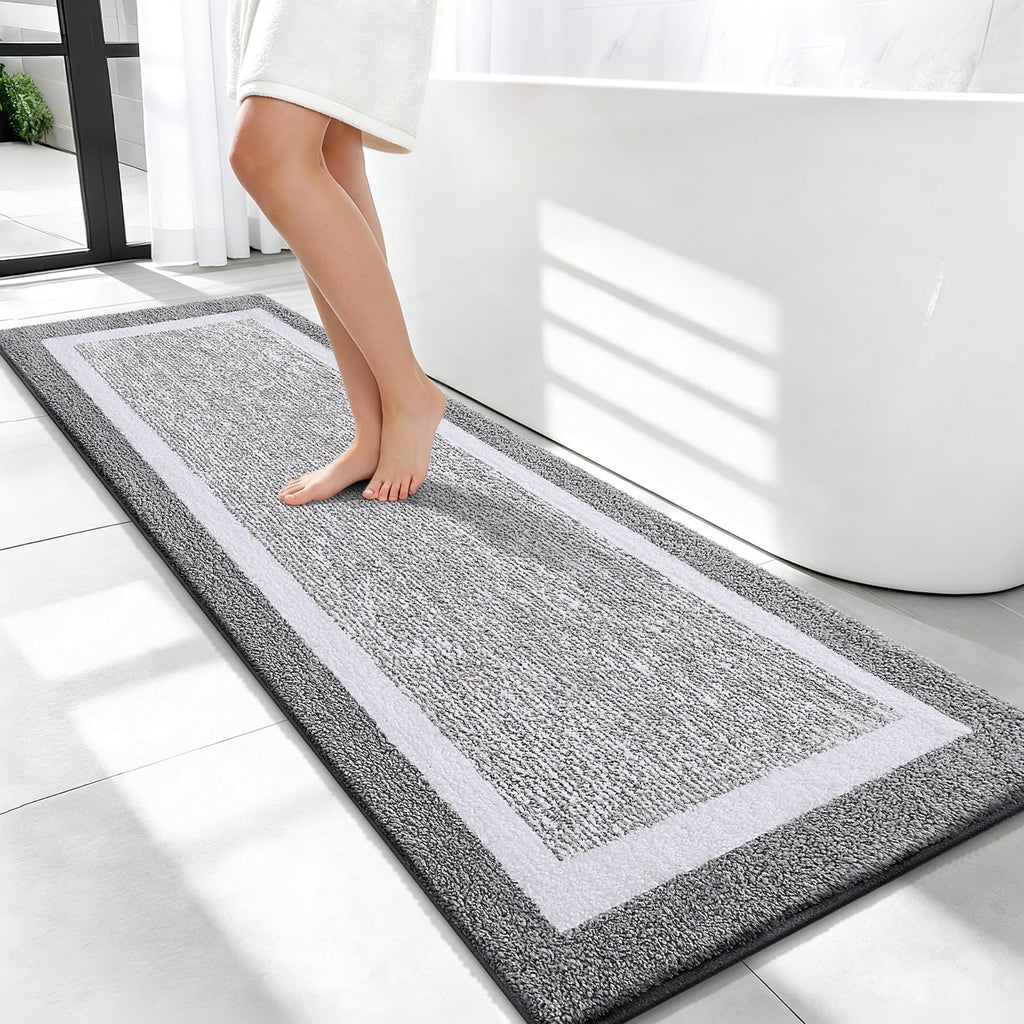 OLANLY Bathroom Rugs 36x24, Soft Absorbent Microfiber Bath Rugs, Grey