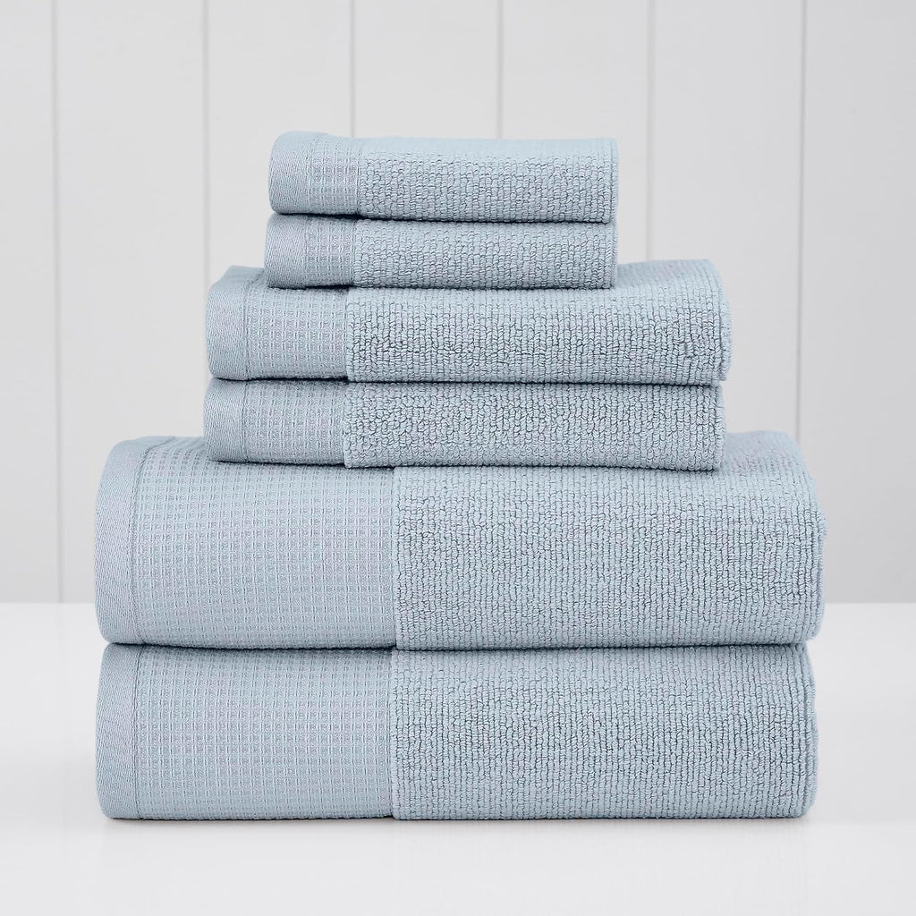 Modern Threads Waffle-Rib 6-Piece Towel Set – Premium Cotton Bath Towels, Ultra-Absorbent & Soft, Elegant Waffle Texture for Bathroom & Spa, Air