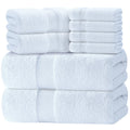 White Classic Luxury Taupe Bath Towel Set of 8 - Soft 100% Turkish Cotton