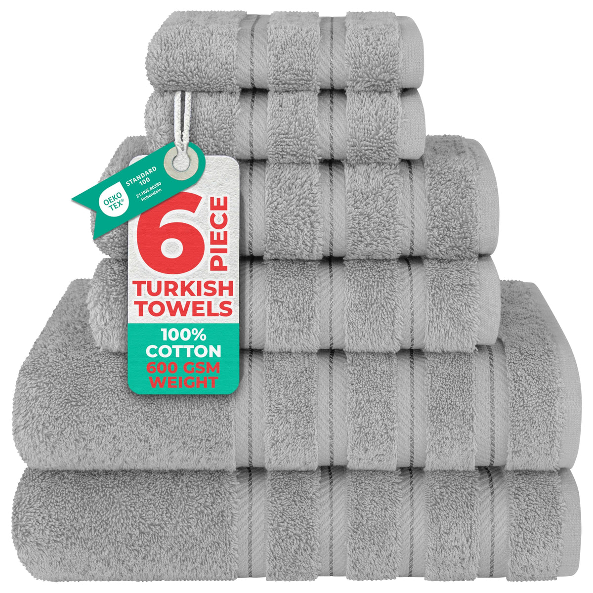 American Soft Linen 100% Cotton Luxury Turkish Towels, 6 Piece Towel Set