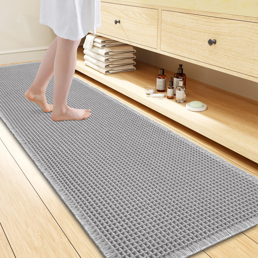 Smiry Waffle Bath Mat 30X20, Extra Soft Absorbent Bathroom Rugs, Brown