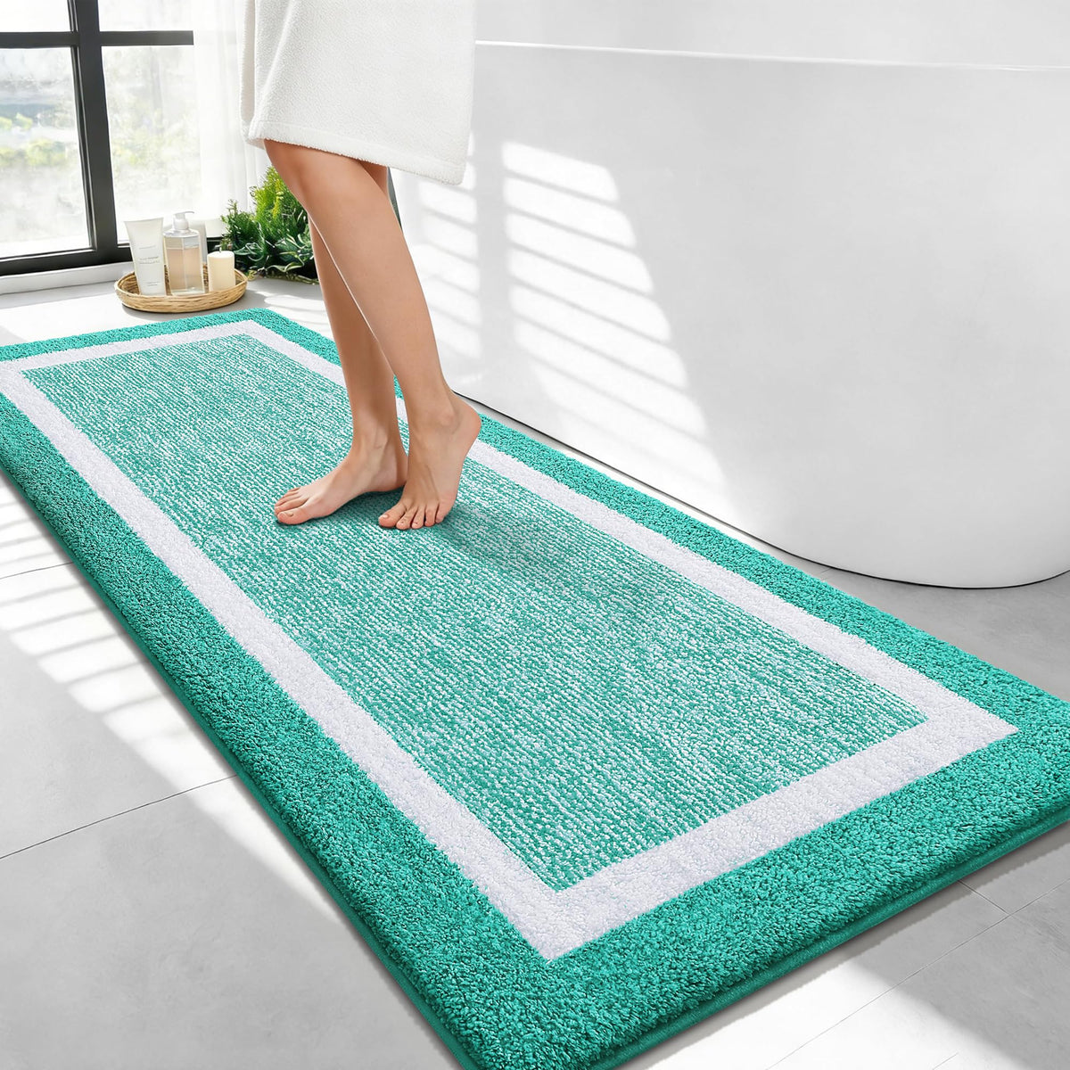 OLANLY Bathroom Rugs 36x24, Soft Absorbent Microfiber Bath Rugs, Grey