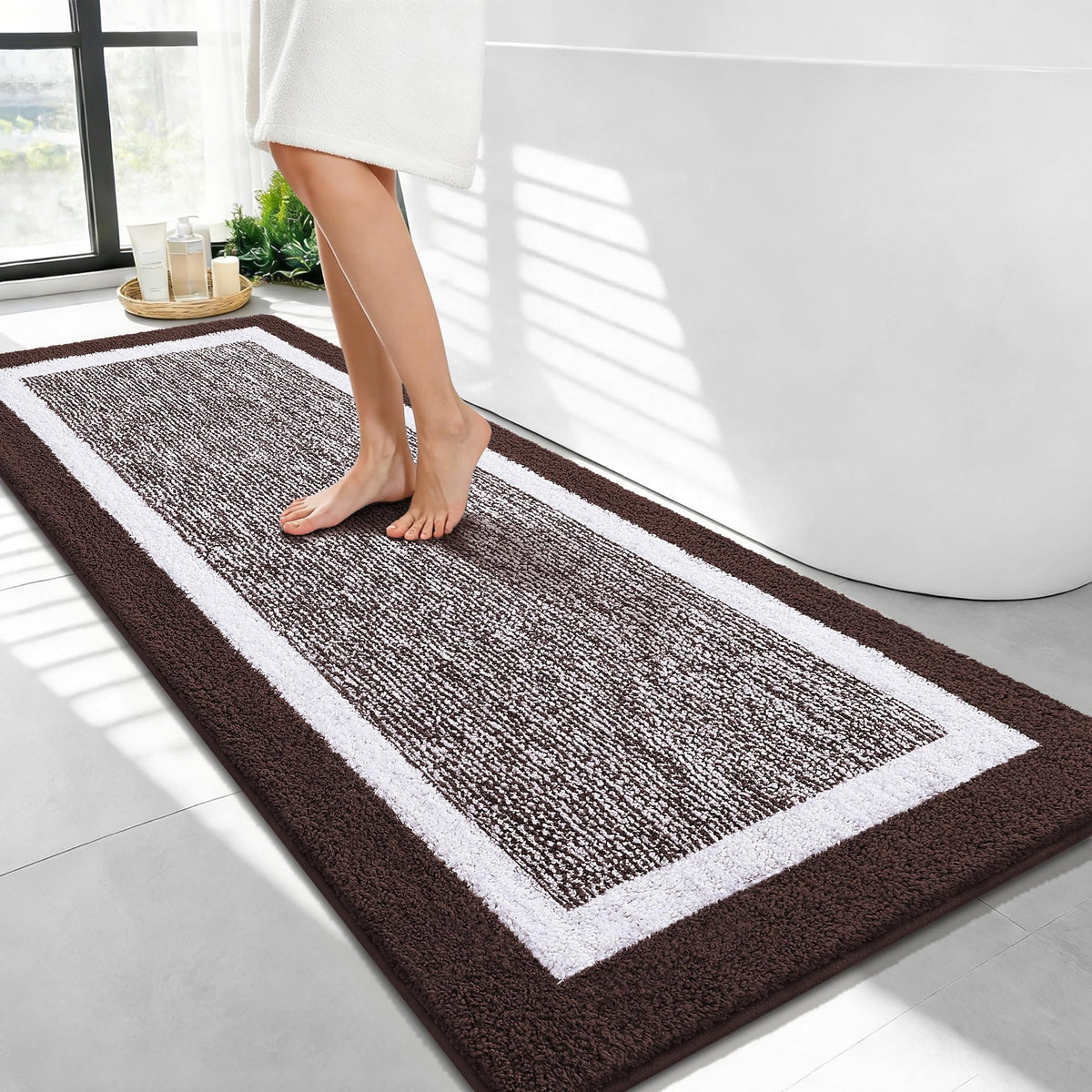 OLANLY Bathroom Rugs 36x24, Soft Absorbent Microfiber Bath Rugs, Grey