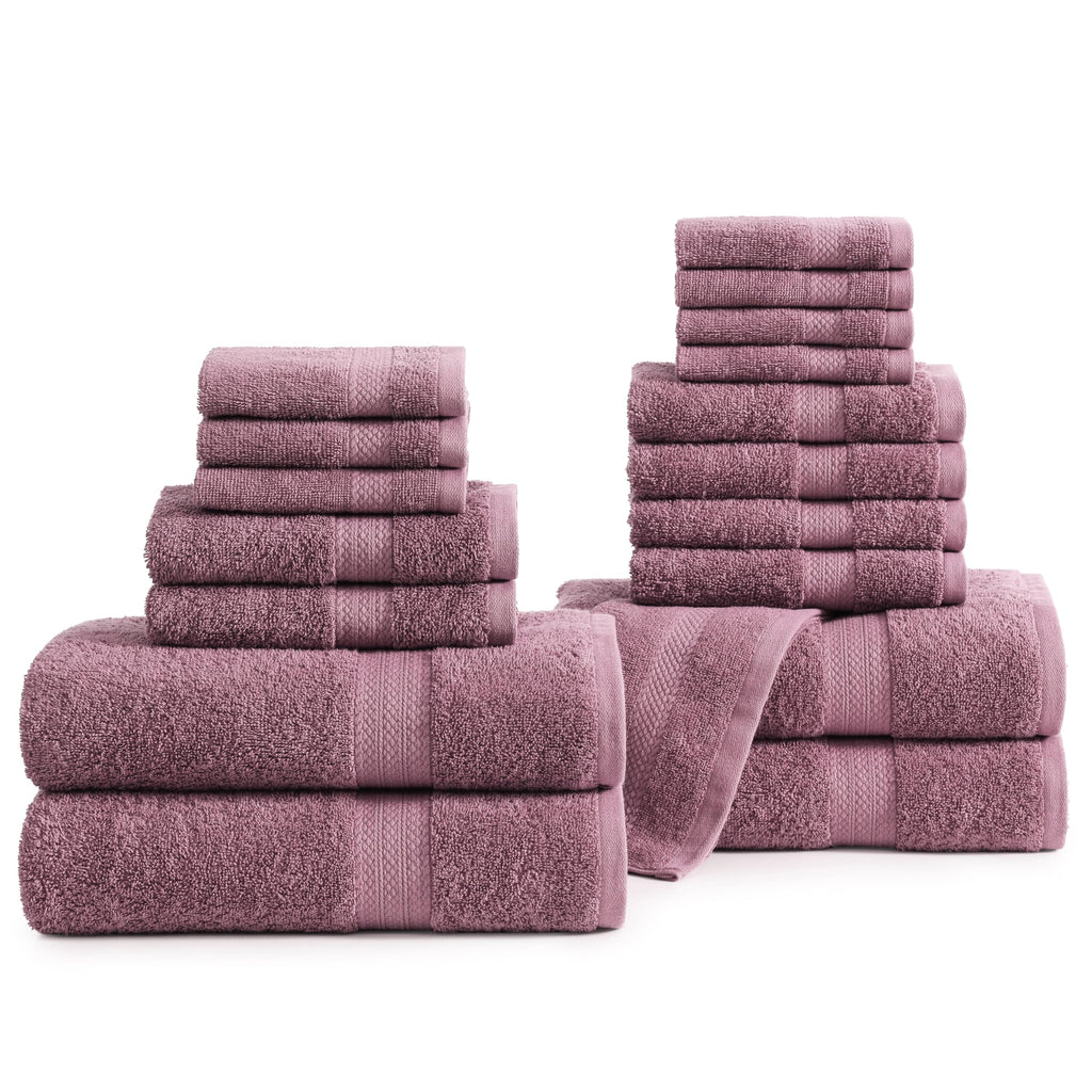 LANE LINEN Bath Towel Set Absorbent Quick Dry 100% Cotton - Wishful Mauve
