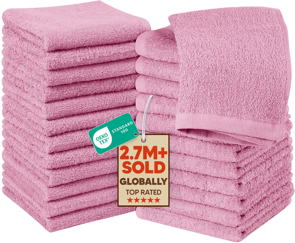 Utopia Towels 24 Pack Washcloths, 12x12 in, 100% Cotton, White