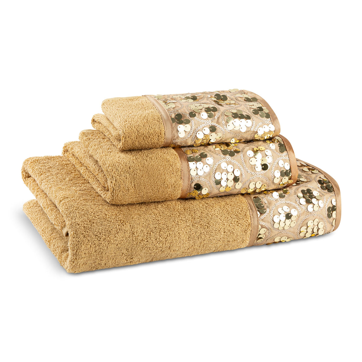 Zahari Home Spindle Modern Bathroom Towel Set - 3 Piece Bath, Hand, and Wash Towels - Classic Luxury Contemporary Decor - Beautiful Gold Unique Design Bath Ensemble