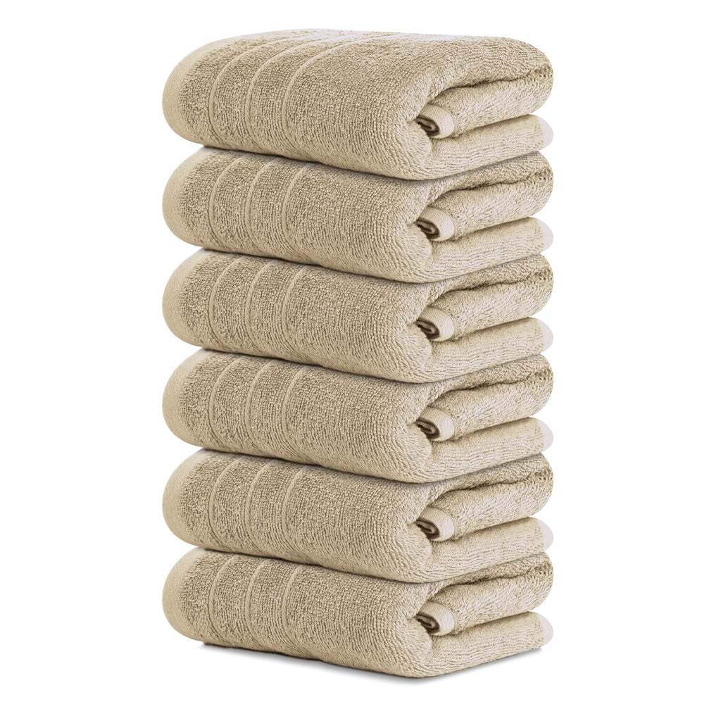 Tens Towels 6 Piece Hand Towels Set 16 x 28 Inches, Beige