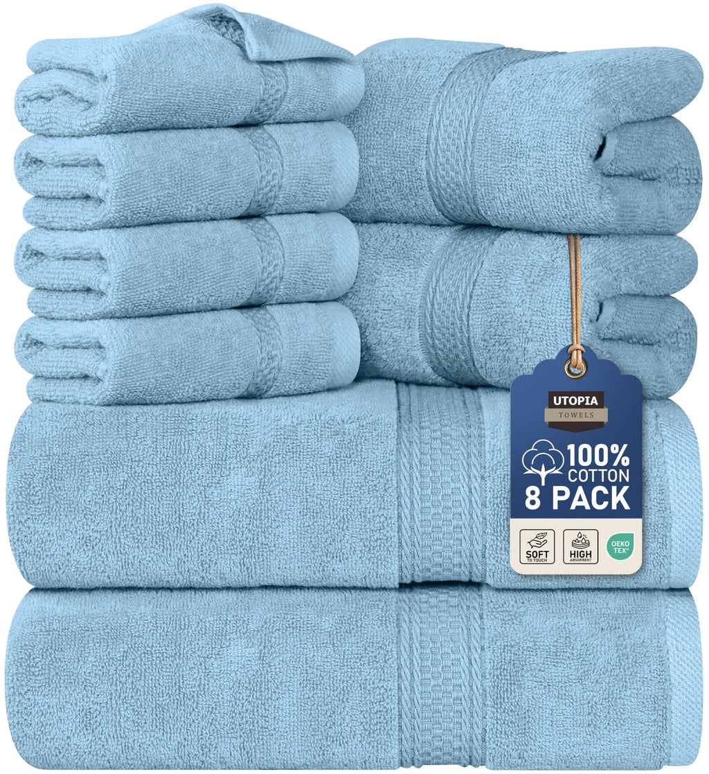 Utopia Towels 8 Piece Majestic Plush Luxury Towel Set, Cotton, Teal
